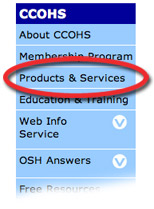 Screenshot of the CCOHS web site's sidebar.